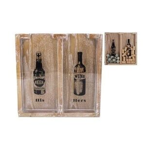 LILYS HOME His and Hers Wine Cork and Beer Cap Holder Wooden box